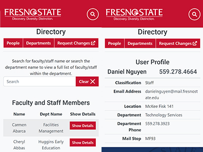 Screenshot of mobile view