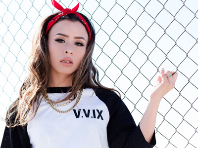 Model Wearing V.V.IX tee