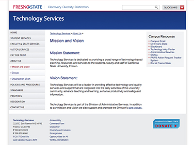 Screenshot of Fresno State old design